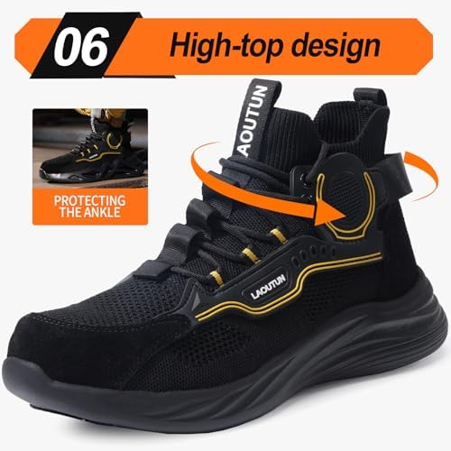 LAoutun Steel Toe Shoes for Men Work Shoes Safety Sneakers Lightweight