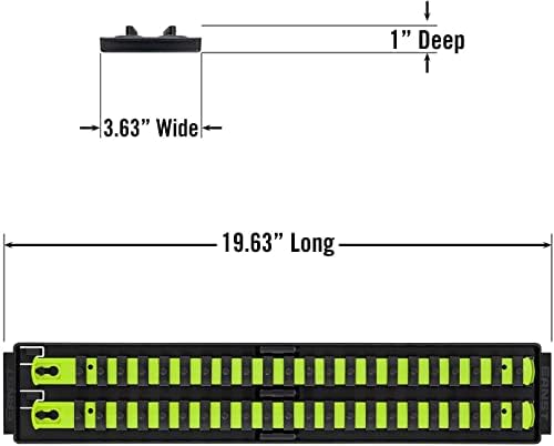 Ernst Manufacturing 19-Inch Socket Boss, Premium 2-Rail, 1/4-Inch-Drive Twist-Lock Socket Organizer, High-Visibility (8461HV-A) - Made in the USA