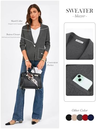 GRACE KARIN Womens Sweater Blazer Jackets Business Casual Work Cardigan