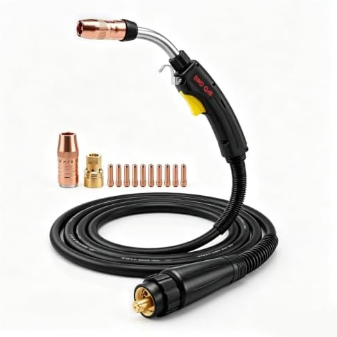 10ft or 15ft Mig Gun torch Compatible with Bernard STYLE BTB 400A BNQ400M Euro Connector and Give Away Consumables kits (15ft BNQ400M Torch)
