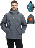 VOPOKER Mens 3 in 1 Winter Coats Waterproof Warm Fleece Jacket With Multi-Pockets