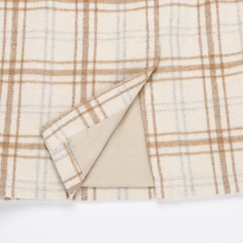 IDEALSANXUN Plaid Skirts for Women Fall Winter Knee Length Pencil Wool Skirt with Slit
