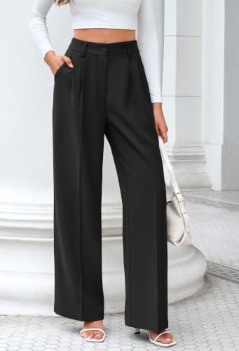 FUNYYZO Wide Leg Dress Pants for Women Work Slacks Business Casual Outfits