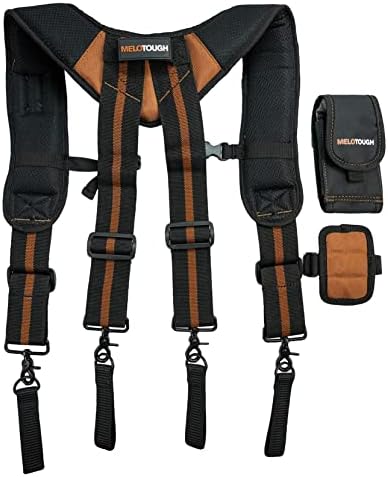 MELOTOUGH Magnetic Tool Belt Suspenders with Magnetic WristBand for Work Belt Padded Suspenders Constrcution