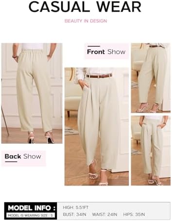 EVALESS Womens Wide Leg Barrel Pants with Pockets