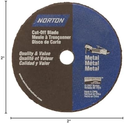 Norton Gemini Small Diameter Reinforced Abrasive Flat Cut-off Wheel, Type 01, Aluminum Oxide, 3/8" Arbor, 2" Diameter x 0.35" Thickness (Pack of 5)