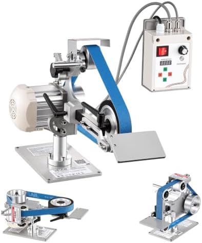 VEVOR Belt Grinder Sander with VFD, 30 x 1-Inch Variable Speed Belt Polisher, 550W Polishing Grinding Machine with 2 Grinding Modes & 3PCS Sanding Belts for Metalworking, Knife Making