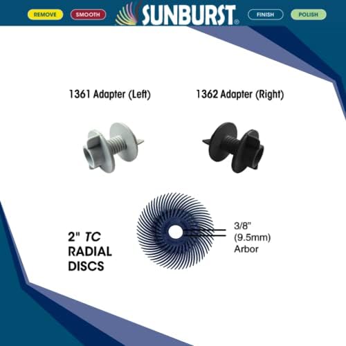 Dedeco Sunburst Radial Bristle Discs 12-Pack - 2" Curved - 3/8" Arbor - Blue 400 Grit (Fine) - Aluminum Oxide for Polishing & Finishing