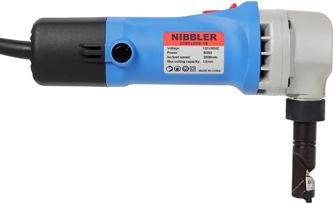 Sheet Metal Nibbler Homonova, Professional Nibbler Metal Cutter Tool, 500W 120V Electric Sheet Cutter with 360 Degree Rotation, 2000RPM Speed, 16 Gauge Cutting Capacity, Precise Efficient Durable
