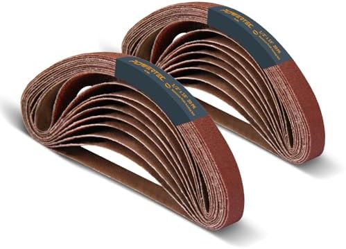 POWERTEC 1/2 x 18 Inch Sanding Belts, 40PK, 60 Grit Aluminum Oxide Belt Sander Sanding Belt for Air File Belt Sander, Woodworking, Metal Polishing (401806-P2)