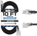 Iron Forge Cable 10 Gauge Extension Cord Heavy Duty, 10 Ft - Black SJTW
