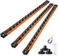 Reniteco Magnetic Socket Organizer Set, 3-Pack 1/4” Socket Rails | 42 Clips, Heavy-Duty Aluminum Alloy Rails, Removable 360° Swivel ABS Clips, Magnetic Base, Tool Box Drawer or Wall Mount