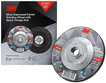 3M Silver Depressed Center Grinding Wheel, 87661, 36+, T27 Quick Change
