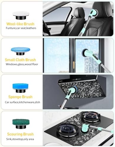 Electric Spin Scrubber for Bathroom, Shower Scrubber with Long Handle