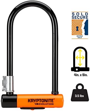 Kryptonite Evolution Standard Bike U-Lock, 14mm Steel Shackle & 3 Keys