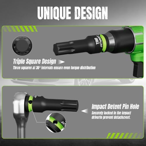 Impact Torx Bit Socket Set, 8-Piece 1/2” Drive T30–T80, Cr-Mo Steel | Heavy Duty Star Bit Sockets, Impact Wrench Ready for Automotive Repair
