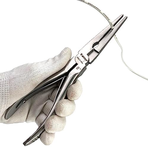WEDO Long Nose Pliers,Stainless Steel Needle Nose Pliers,Spring Loaded,Length 178mm(7"),Precision Extra Long Needle Nose Plier with Wire Cutters,Corrosion Resistant,Comfort Grip Handles