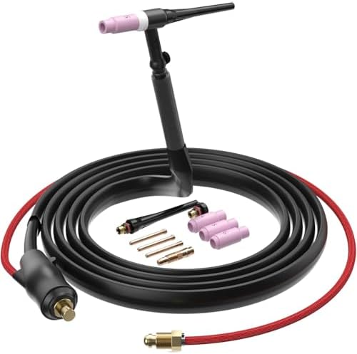 ARCCAPTAIN TIG Welding Gun, WP-17V Argon TIG Torch with 13 FT Red Air Hose
