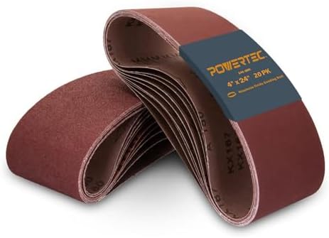 POWERTEC 4 x 24 Inch Sanding Belts, 20 PK, 240 Grit, 4x24 Belt Sander Sanding Belts Assortment, Aluminum Oxide Sandpaper for Oscillating Belt Sander, Woodworking, Metalworking (110040-P2)