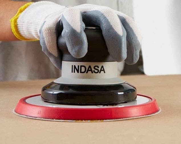 Indasa 6” DA Air Sander Non-Vacuum | 3/16” (5mm) Orbit | 12,000 RPM | Includes Rhynostick Solid Backup Pad & Wrench | Lightweight Professional Random Orbital Sander for Auto Body, Wood & Prep Work