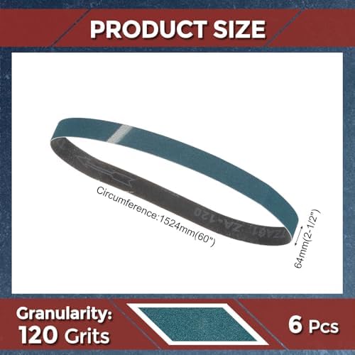 6 Pcs Sanding Belts 2-1/2 x 60 Inch 120 Grit Zirconia