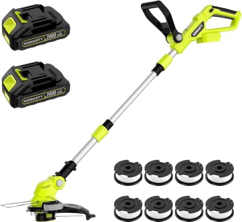 20V Electric Weed Wacker Cordless Edger Lawn Tool 2 X 2.0Ah Battery Powered Weed Eater with Charger, 12 Inch Lightweight String Trimmer, Auto Line Feed Grass Cutter Lawn Mower for Small Yard Garden