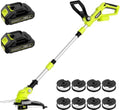 20V Electric Weed Wacker Cordless Edger Lawn Tool 2 X 2.0Ah Battery Powered Weed Eater with Charger, 12 Inch Lightweight String Trimmer, Auto Line Feed Grass Cutter Lawn Mower for Small Yard Garden