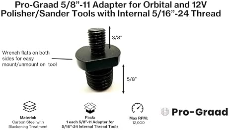 5/16-24 Adapters for Orbital/DA & 12V Cordless Polisher Sander Tools (5/8"-11 Adapter)