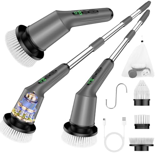 Electric Spin Scrubber for Bathroom, Shower Scrubber with Long Handle