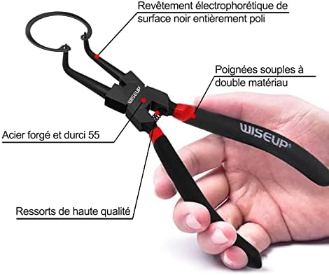 WISEUP Circlip Pliers 7 inch, Bent Internal Tips (Tip Diameter 1/20") Snap Ring Pliers Heavy Duty for C Clip Remover Retaining