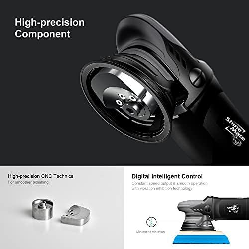 ShineMate Dual Action Polisher for Car Detailing 6 Inch, Corded Wax Random Orbital Polisher with 4 Polish Pads, Variable Speed Buffer Polisher (6 Inch)