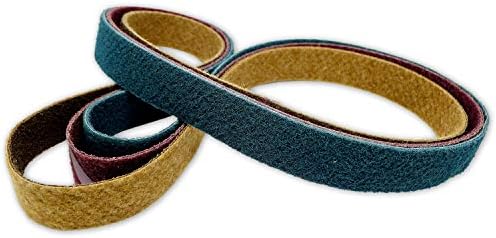 Red Label Abrasives 2 X 72 Inch Non Woven Surface Conditioning Sanding Belts for Knife Makers and Metal Fabricators - Coarse, Medium, and Fine Grits Sand Paper - 3 Pack Assortment