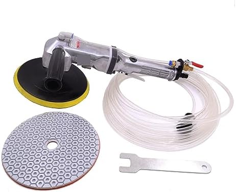 Wet Polisher Grinder, 7" Hand-Held Pneumatic Water Feed Sander for Stone Metal Tile Air Polisher Wet Stone Marble Granite(SET2)