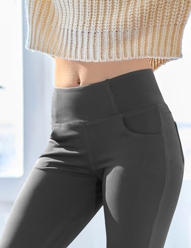 VOOVEEYA Women's Bootcut Leggings - Bootleg Yoga Pants Flare with 4 Pockets