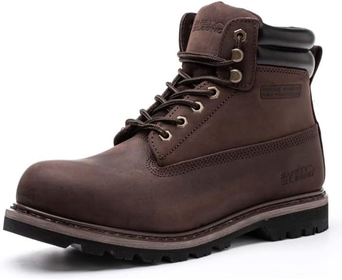 Work Boots for Men Soft Toe Waterproof Leather Workboots
