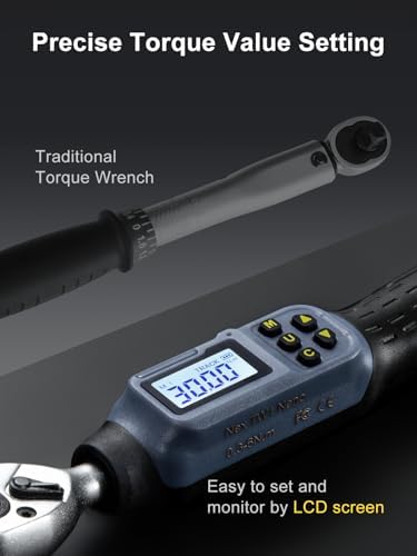GROWNEER Digital Torque Wrench, 1.1-22.1 Ft-lbs/1.5-30 Nm, 1/4'' Drive Inch Pound Torque Wrench with Buzzer & LED Indicator, Electronic Wrench Set with Bits & Sockets for Gunsmithing Bike Motorcycle