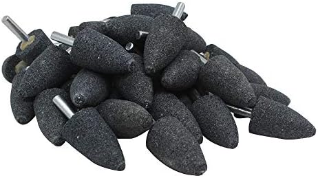 20Pc 1/4" Shank Brown Corundum Grinding Head Cone Shaped Grinding Wheel Abrasive Mounted Grinding Point Stone Rotary Tools Deburring Polishing -Diameter:25mm