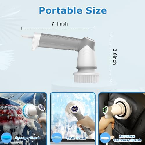 DAESUNG E881 Electric Spin Scrubber + 9 Replaceable Brush Heads