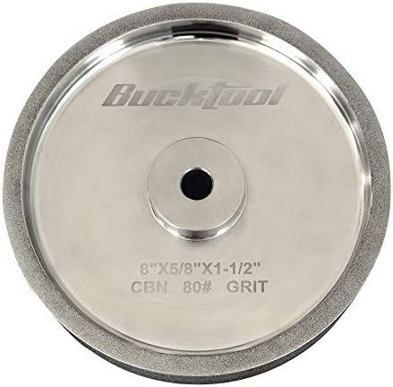 BUCKTOOL 80 Grit 8-Inch CBN Grinding Wheel, 1.5-Inch Wide, 5/8-Inch Arbor