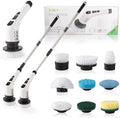 Electric Spin Scrubber, Cordless Cleaning Brush with 9 Replaceable Brush Heads, Tub and Floor Tile 360 Power Scrubber Dual Speed with Adjustable Detachable Handle for Bathroom Kitchen Car (9)