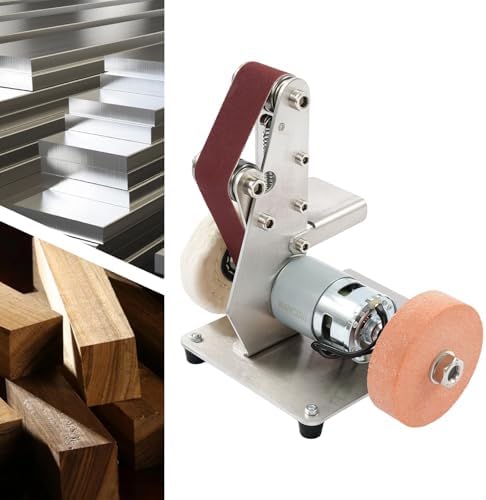 Mini Belt Sander Electric Bench Grinder Sanding Machine Table Top Grinder Polisher Electric Spindle Sander for Metal Working
