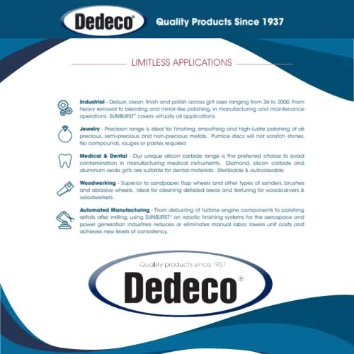 Dedeco Sunburst Radial Bristle Discs 12-Pack - 3" Curved - 3/8" Arbor - Blue 400 Grit (Fine) - Aluminum Oxide for Polishing & Finishing