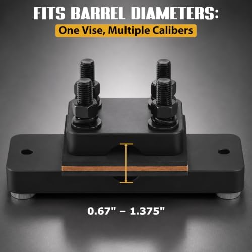 Heavy Duty Barrel Vise Tool with Scratch Free Protective Leather Pads, Fits 0.67" to 1.375" Outside Diameter, Durable Steel Construction with High Strength 8-Grade Bolts Black