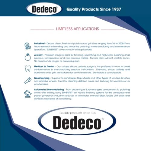 Dedeco Sunburst Radial Bristle Discs 12-Pack - 2" Curved - 3/8" Arbor - Blue 400 Grit (Fine) - Aluminum Oxide for Polishing & Finishing