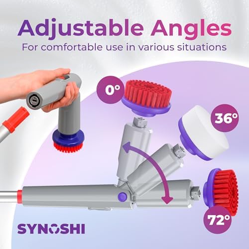 Synoshi PRO Electric Spin Scrubber Long Handle – Cordless Shower Scrubber