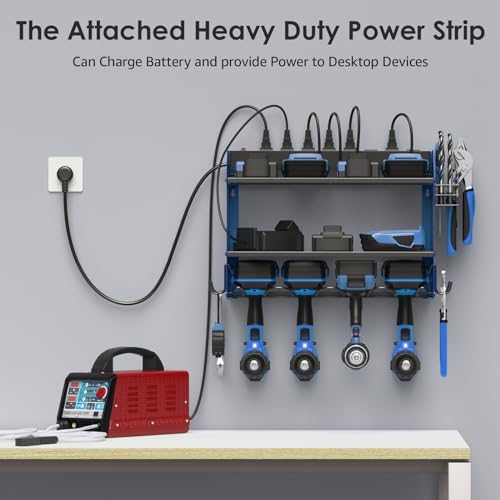 CCCEI Wall Mount Modular Tool Charging Organizer, Blue, 1 Pack, 3 Tier.