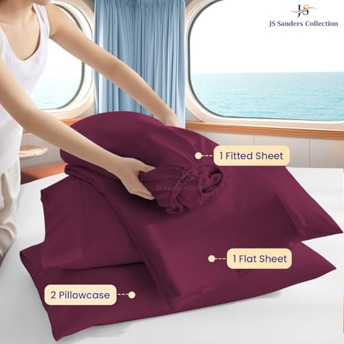 JS Sanders Collection 4PC Boat Sheet Set Universal XL V Berth, Wine