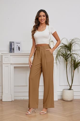 FUNYYZO Wide Leg Dress Pants for Women Work Slacks Business Casual Outfits
