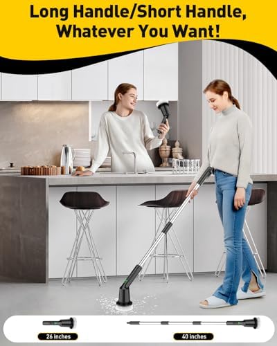 Electric Spin Scrubber for Bathroom, Shower Scrubber with Long Handle