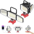 2PCS LED Work Light Compatible with Milwaukee 18V Battery, 150W 15000LM Flood Light, 6500K Daylight 3-Head Adjustable, USB Type-C&2 Brightness Modes Portable Flashlight Job Site Light (Tool Only)